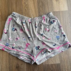 Women’s Gray & Pink Mushroom-Print Pajama Shorts